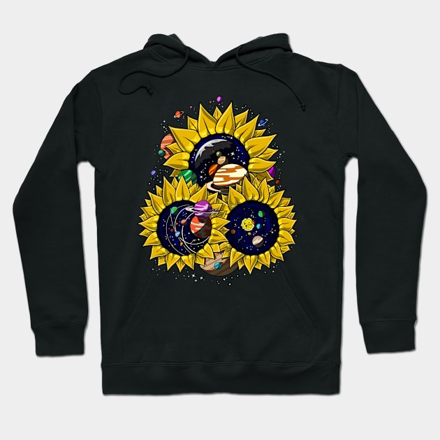 Space Sunflowers Hoodie by underheaven